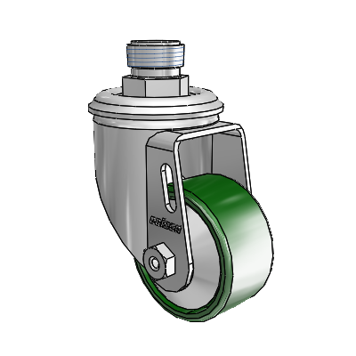 2 Series Pipe Thread Stem Zinc Swivel Caster Caster with 2.5 x 1.25 Green Cast Iron Wheel
