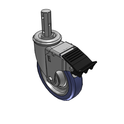 2 Series Casters Square Stem Swivel Caster with 5 in x 1.25 in HydroTech Wheel and Precision Ball Bearing