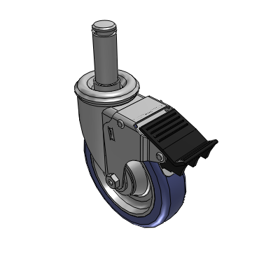 2 Series Casters Grip Ring Stem Caster with 5 in x 1.25 in HydroTech Wheel and Precision Ball Bearing