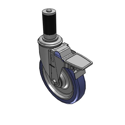 2 Series Casters Expanding Adapter Stem Caster with 6 in x 1.25 in HydroTech Wheel and Precision Ball Bearing