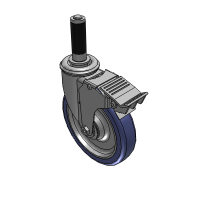 2 Series Casters Expanding Adapter Stem Caster with 6 in x 1.25 in HydroTech Wheel and Precision Ball Bearing