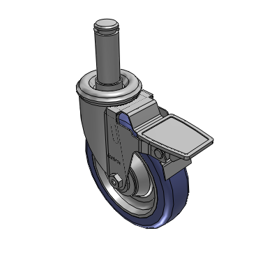 2 Series Casters Grip Ring Stem Caster with 5 in x 1.25 in HydroTech Wheel and Precision Ball Bearing