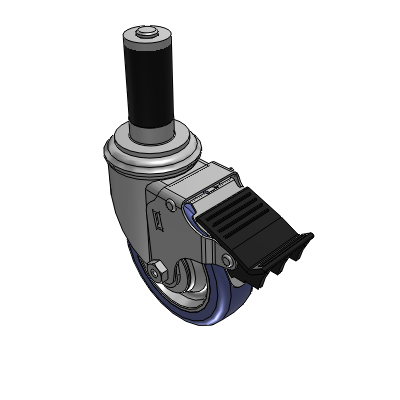 2 Series Casters Expanding Adapter Stem Caster with 4 in x 1.25 in HydroTech Wheel and Precision Ball Bearing