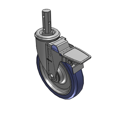 2 Series Casters Square Stem Swivel Caster with 6 in x 1.25 in HydroTech Wheel and Precision Ball Bearing