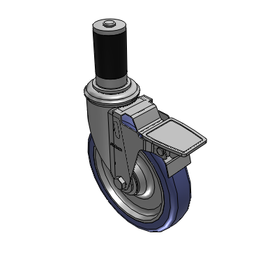 2 Series Casters Expanding Adapter Stem Caster with 6 in x 1.25 in HydroTech Wheel and Precision Ball Bearing