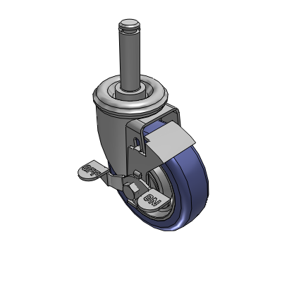 2 Series Casters Grip Ring Stem Caster with 4 in x 1.25 in HydroTech Wheel and Precision Ball Bearing