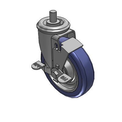 2 Series Casters Threaded Stem Caster with 5 in x 1.25 in HydroTech Wheel and Precision Ball Bearing