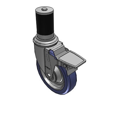 2 Series Casters Expanding Adapter Stem Caster with 5 in x 1.25 in HydroTech Wheel and Precision Ball Bearing