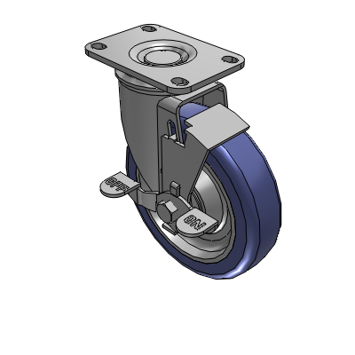2 Series Casters Top Plate Swivel Caster with 5 in x 1.25 in HydroTech Wheel and Precision Ball Bearing