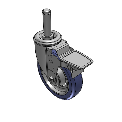2 Series Casters Grip Ring Stem Caster with 5 in x 1.25 in HydroTech Wheel and Precision Ball Bearing