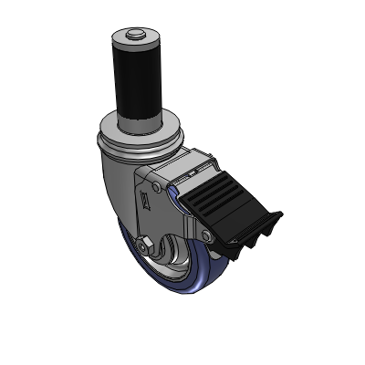 2 Series Casters Expanding Adapter Stem Caster with 4 in x 1.25 in HydroTech Wheel and Precision Ball Bearing