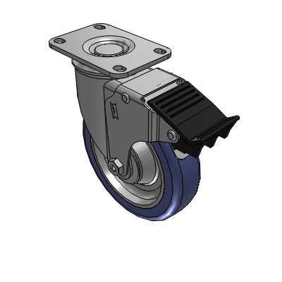 2 Series Casters Top Plate Swivel Caster with 5 in x 1.25 in HydroTech Wheel and Precision Ball Bearing