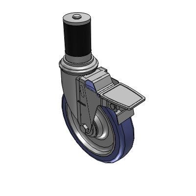 2 Series Casters Expanding Adapter Stem Caster with 6 in x 1.25 in HydroTech Wheel and Precision Ball Bearing