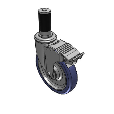 2 Series Casters Expanding Adapter Stem Caster with 6 in x 1.25 in HydroTech Wheel and Precision Ball Bearing