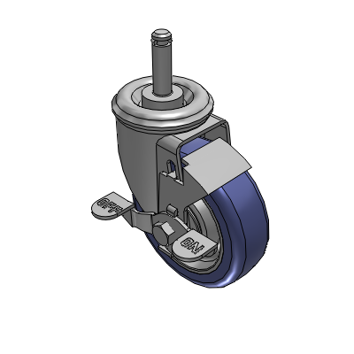 2 Series Casters Grip Ring Stem Caster with 4 in x 1.25 in HydroTech Wheel and Precision Ball Bearing