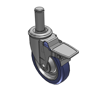 2 Series Casters Grip Ring Stem Caster with 5 in x 1.25 in HydroTech Wheel and Precision Ball Bearing