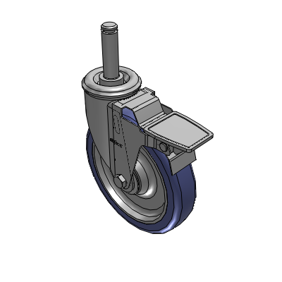 2 Series Casters Grip Ring Stem Caster with 6 in x 1.25 in HydroTech Wheel and Precision Ball Bearing