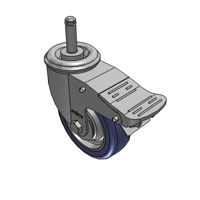2 Series Casters Grip Ring Stem Caster with 4 in x 1.25 in HydroTech Wheel and Precision Ball Bearing