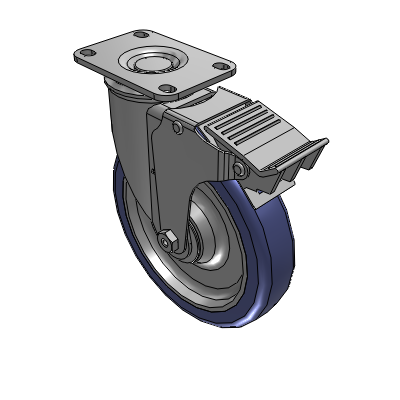 2 Series Casters Top Plate Swivel Caster with 6 in x 1.25 in HydroTech Wheel and Precision Ball Bearing