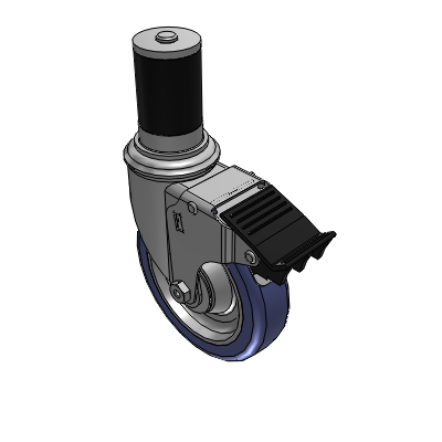 2 Series Casters Expanding Adapter Stem Caster with 5 in x 1.25 in HydroTech Wheel and Precision Ball Bearing