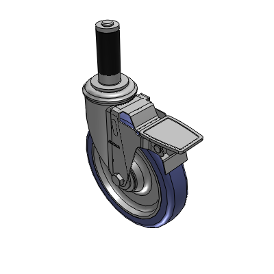 2 Series Casters Expanding Adapter Stem Caster with 6 in x 1.25 in HydroTech Wheel and Precision Ball Bearing