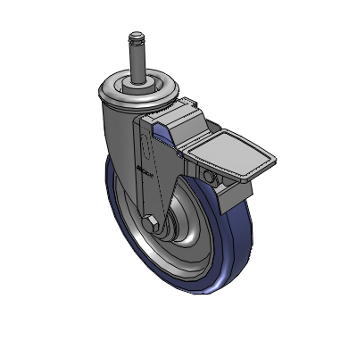 2 Series Casters Grip Ring Stem Caster with 6 in x 1.25 in HydroTech Wheel and Precision Ball Bearing