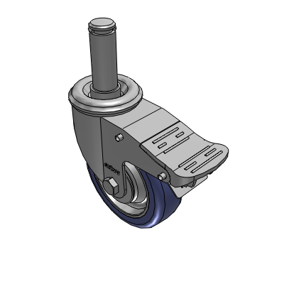 2 Series Casters Grip Ring Stem Caster with 4 in x 1.25 in HydroTech Wheel and Precision Ball Bearing
