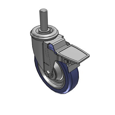 2 Series Casters Threaded Stem Caster with 5 in x 1.25 in HydroTech Wheel and Precision Ball Bearing