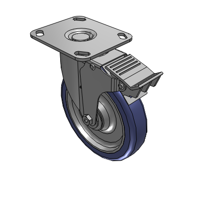 2 Series Casters Top Plate Swivel Caster with 6 in x 1.25 in HydroTech Wheel and Precision Ball Bearing