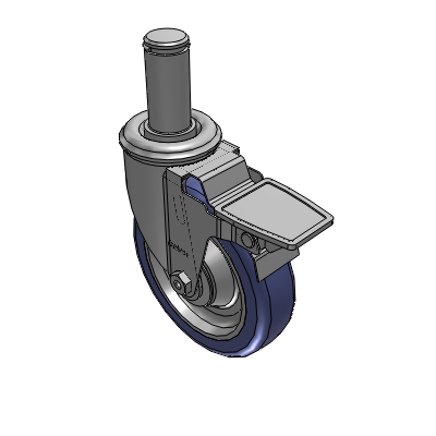 2 Series Casters Grip Ring Stem Caster with 5 in x 1.25 in HydroTech Wheel and Precision Ball Bearing