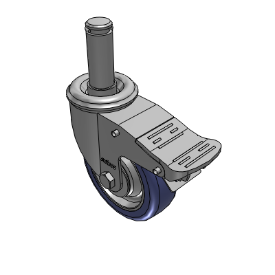 2 Series Casters Grip Ring Stem Caster with 4 in x 1.25 in HydroTech Wheel and Precision Ball Bearing