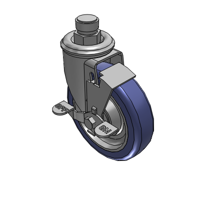 2 Series Casters Pipe Thread Stem Caster with 5 in x 1.25 in HydroTech Wheel and Precision Ball Bearing