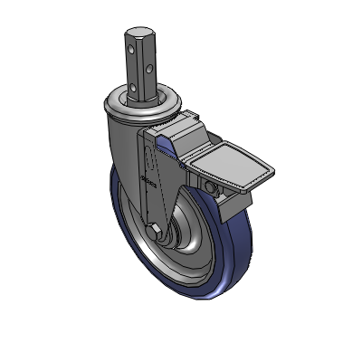 2 Series Casters Square Stem Swivel Caster with 6 in x 1.25 in HydroTech Wheel and Precision Ball Bearing