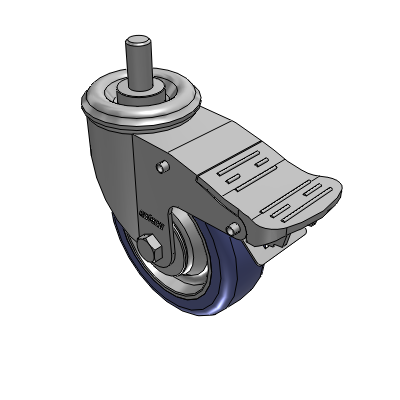 2 Series Casters Threaded Stem Caster with 4 in x 1.25 in HydroTech Wheel and Precision Ball Bearing