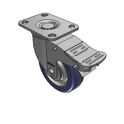 2 Series Casters Top Plate Swivel Caster with 4 in x 1.25 in HydroTech Wheel and Precision Ball Bearing