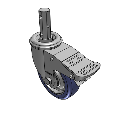 2 Series Casters Square Stem Swivel Caster with 4 in x 1.25 in HydroTech Wheel and Precision Ball Bearing