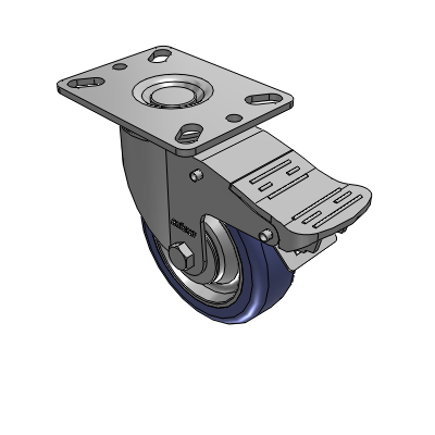 2 Series Casters Top Plate Swivel Caster with 4 in x 1.25 in HydroTech Wheel and Precision Ball Bearing