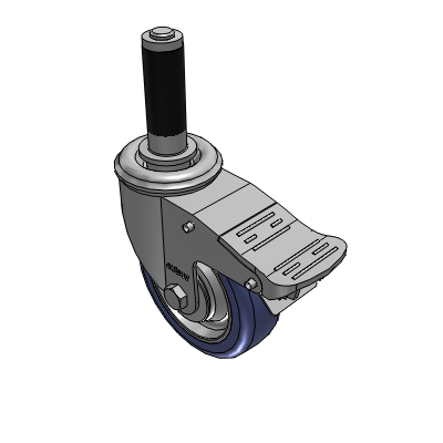 2 Series Casters Expanding Adapter Stem Caster with 4 in x 1.25 in HydroTech Wheel and Precision Ball Bearing