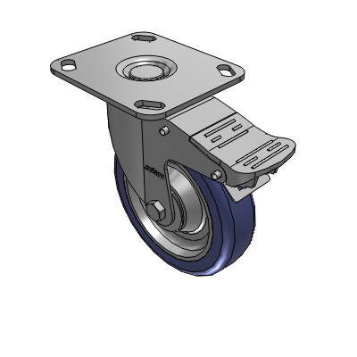 2 Series Casters Top Plate Swivel Caster with 5 in x 1.25 in HydroTech Wheel and Precision Ball Bearing