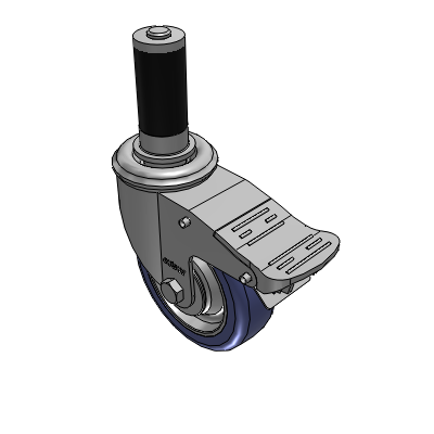 2 Series Casters Expanding Adapter Stem Caster with 4 in x 1.25 in HydroTech Wheel and Precision Ball Bearing