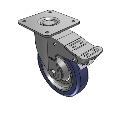 2 Series Casters Top Plate Swivel Caster with 5 in x 1.25 in HydroTech Wheel and Precision Ball Bearing
