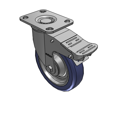 2 Series Casters Top Plate Swivel Caster with 5 in x 1.25 in HydroTech Wheel and Precision Ball Bearing