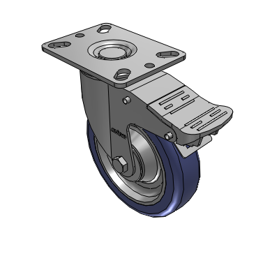 2 Series Casters Top Plate Swivel Caster with 5 in x 1.25 in HydroTech Wheel and Precision Ball Bearing