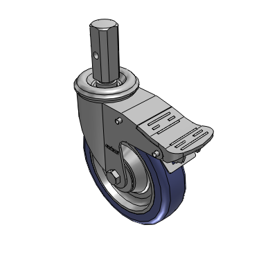 2 Series Casters Square Stem Swivel Caster with 5 in x 1.25 in HydroTech Wheel and Precision Ball Bearing