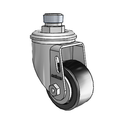 2 Series Pipe Thread Stem Zinc Swivel Caster Caster with 2.5 x 1.25 Black Polyolefin Wheel