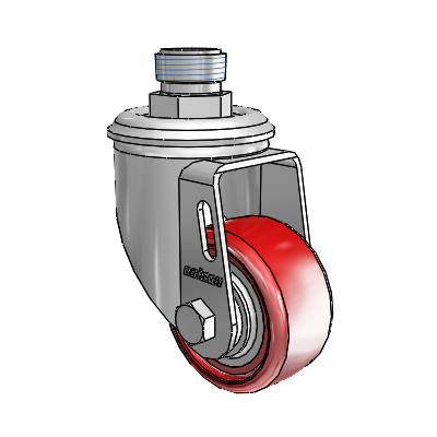 2 Series Pipe Thread Stem Zinc Swivel Caster Caster with 2.5 x 1.25 Maroon on Grey Polyurethane HI-TECH Wheel