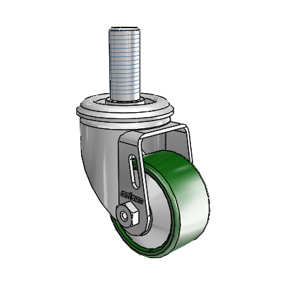 2 Series Threaded Stem Zinc Swivel Caster Caster with 2.5 x 1.25 Green Cast Iron Wheel