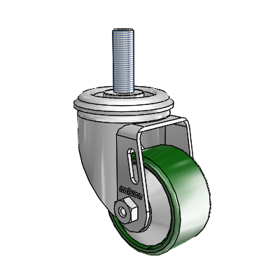 2 Series Threaded Stem Zinc Swivel Caster Caster with 2.5 x 1.25 Green Cast Iron Wheel