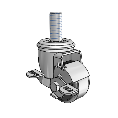 2 Series Threaded Stem Zinc Swivel Caster Caster with 2.5 x 1.4375 Black Phenolic Wheel and Top Lock Brake