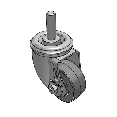 2 Series Casters Threaded Stem Caster with 2.5 x 1.25 Performa Rubber (Flat) Wheel